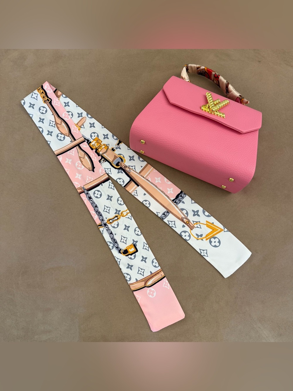 Pink Designer Women's Twilly Scarf - Longer